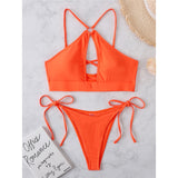 Cut Out Halter Bikini Two-pieces Bikini Set