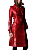 Crocodile Print Leather Trench