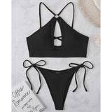 Cut Out Halter Bikini Two-pieces Bikini Set